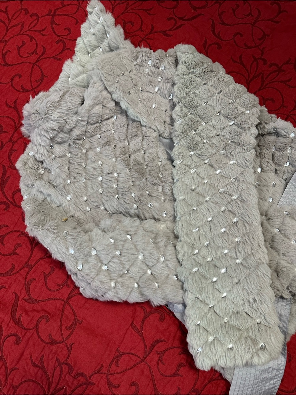 Sheri Bodell Silver Natural Rabbit Fur Belted Teddy Jacket - Picture 10 of 11